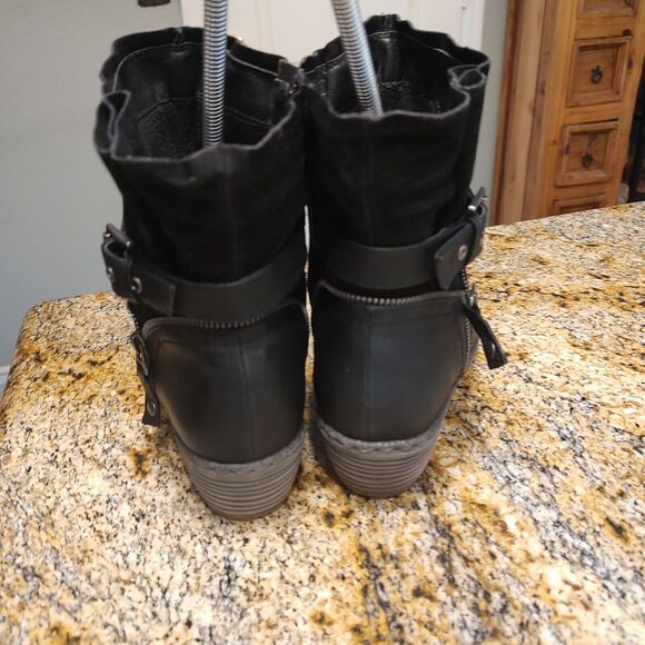 Rieker Berry Buckle Strap Zip Ankle Boots Black Leather Suede Women's Size 9.5 - Picture 9 of 12